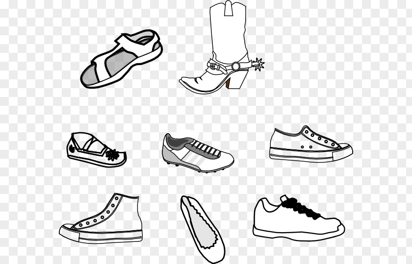Outline Of Shoe Sneakers Clip Art PNG