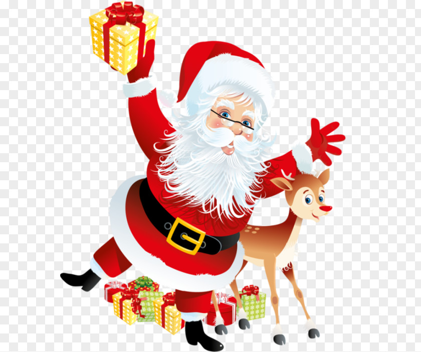 Santa Claus Rudolph Paper Gift Clip Art PNG