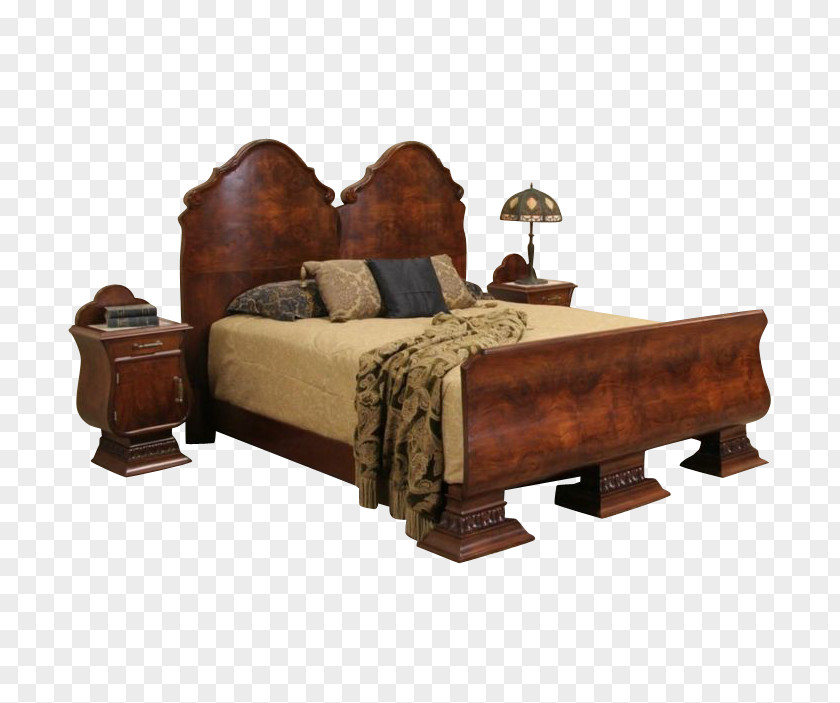 Antique Carved Exquisite Bedroom Furniture Sets Bedside Tables PNG