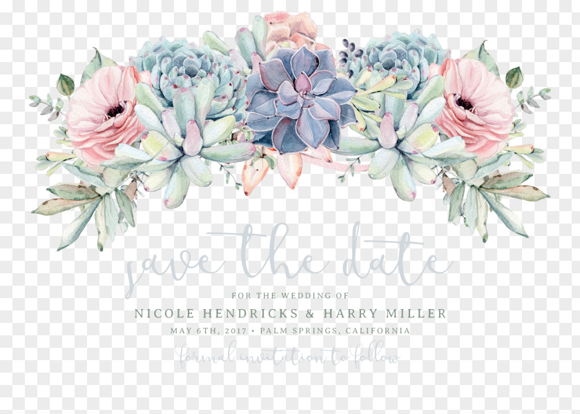 Suculent Wedding Invitation Save The Date Greeting & Note Cards Flower Bouquet PNG
