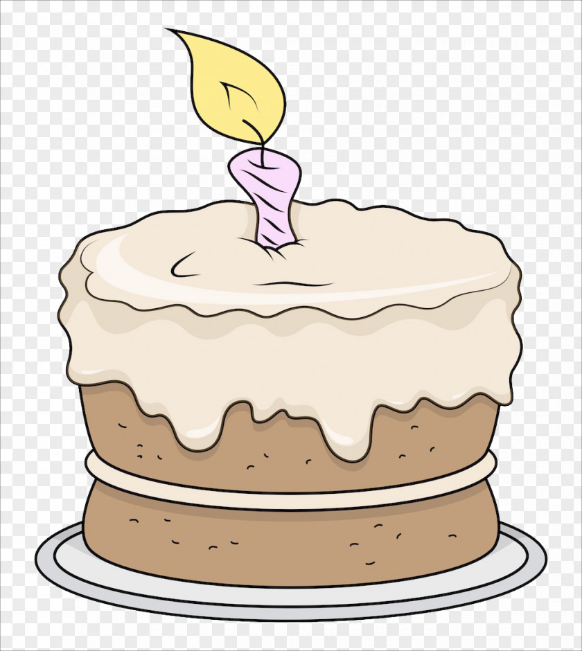 Birthday Cake Candle Inserted Cartoon Illustration PNG