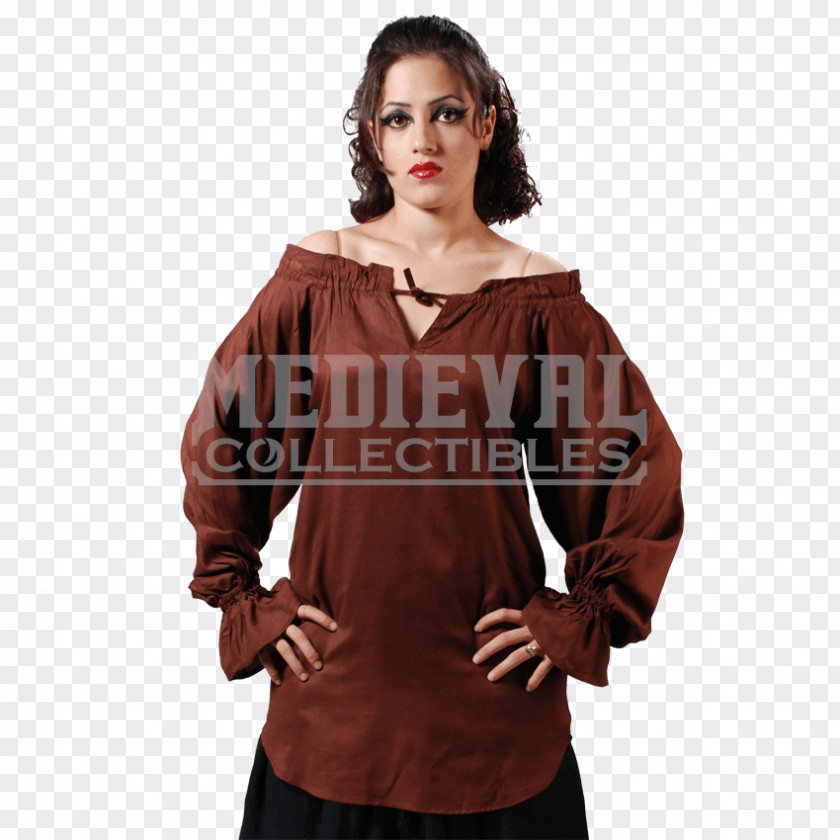 Woman Middle Ages Sleeve Blouse Costume Top PNG