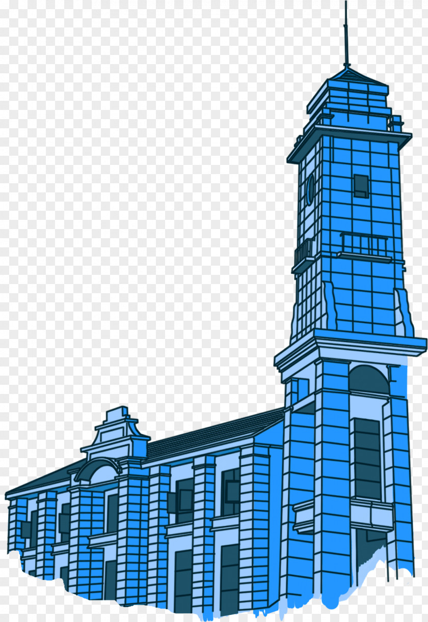 Cartoon Blue Building PNG
