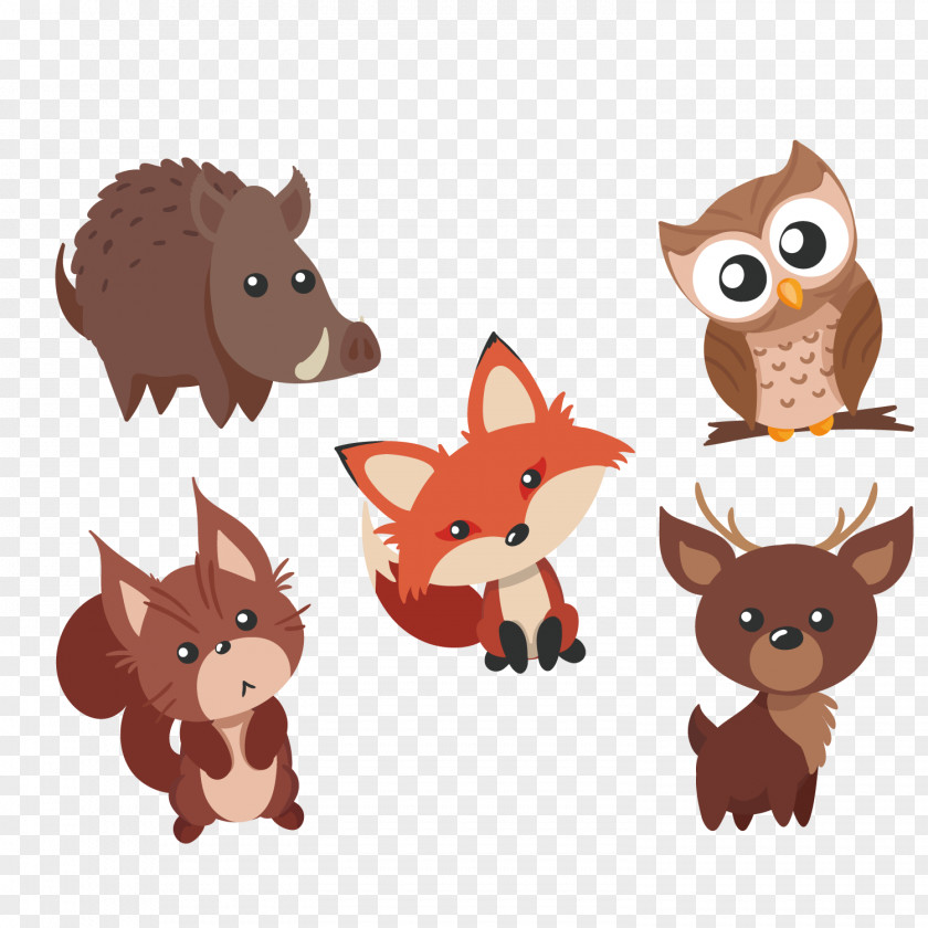 Cute Forest Animals Vector Material Waibo Owl Animal PNG