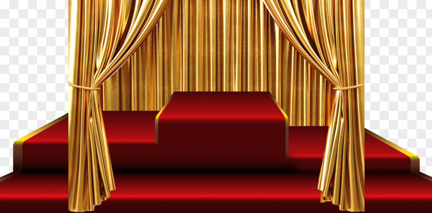 Red Carpet Curtain Stage Gold PNG