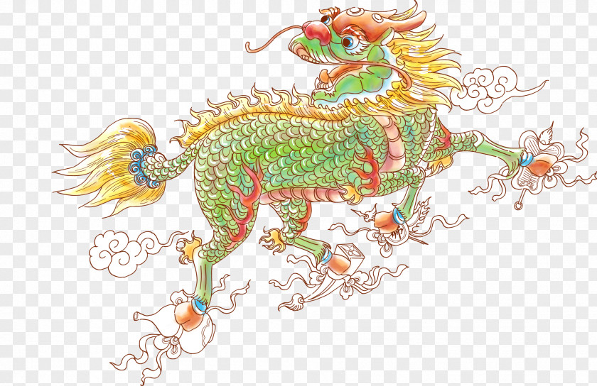 Vector Unicorn Qilin Illustration PNG