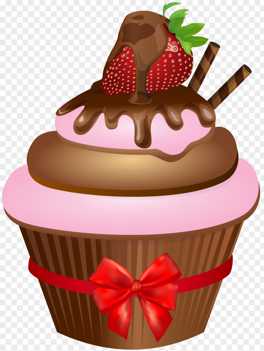 Chocolate Muffin With Strawberry Clip Art Image Ice Cream Sundae Cupcake Cake PNG
