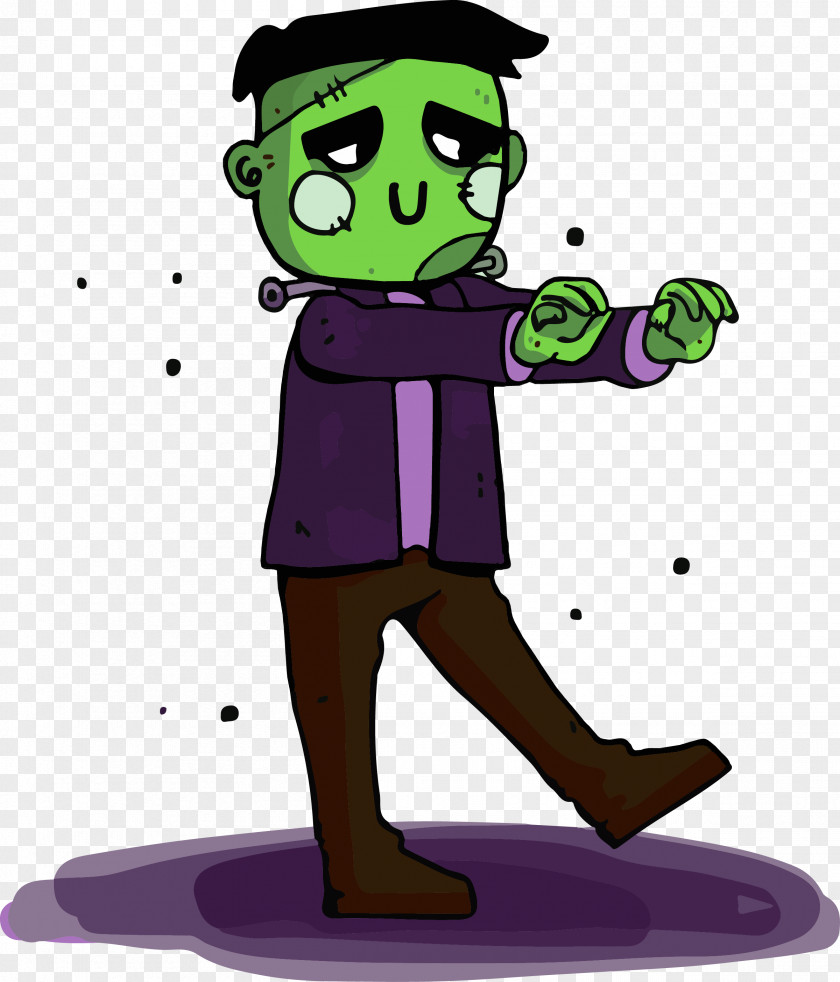 Cartoon Green Frankenstein Halloween Download PNG