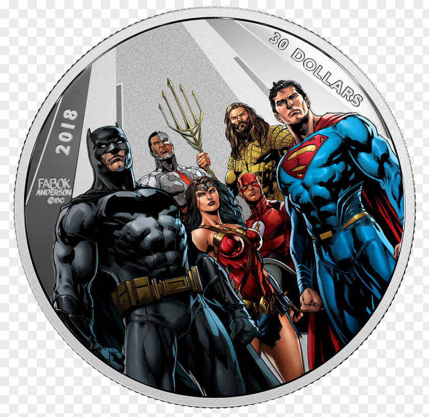 Justice League Heroes Canada Silver Coin The World's Greatest Super-Heroes Royal Canadian Mint PNG