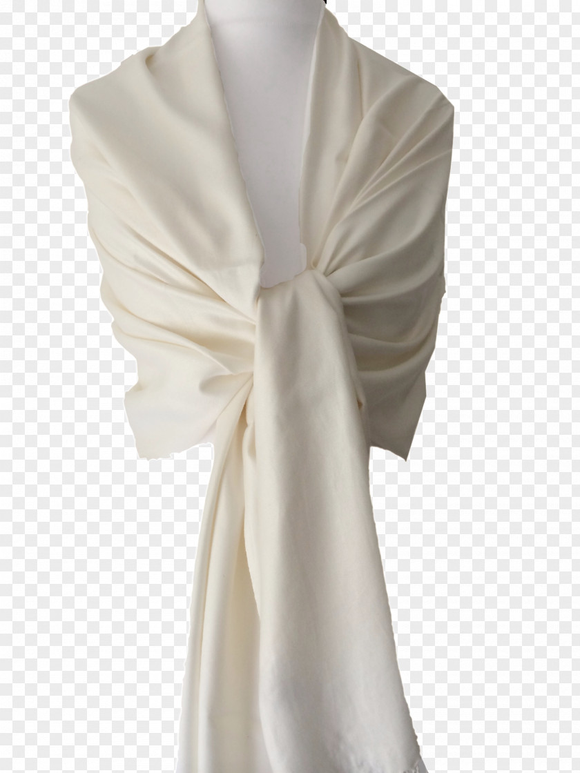 Big Shawl Pashmina Silk Scarf Ivory PNG