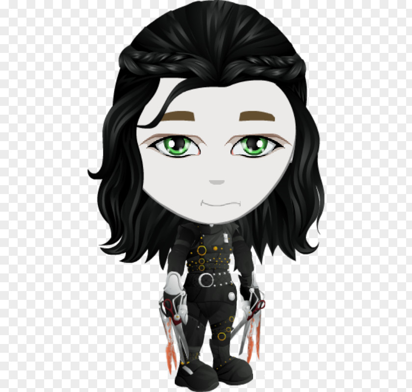 Edward Scissorhands Black Hair Supervillain Figurine PNG