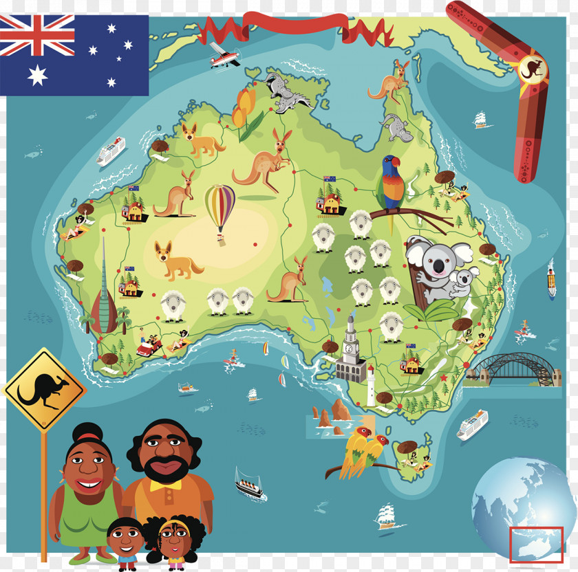 Australian Cartoon Animal Map Australia PNG