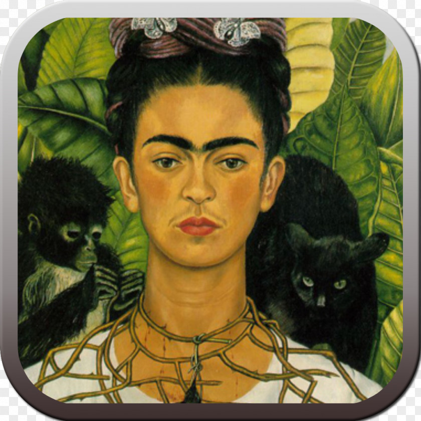 FRIDA Nickolas Muray Self-Portrait With Thorn Necklace And Hummingbird Frida Kahlo Museum Artist Painting PNG