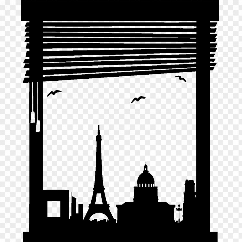 Eiffel Tower Skyline Silhouette Drawing PNG