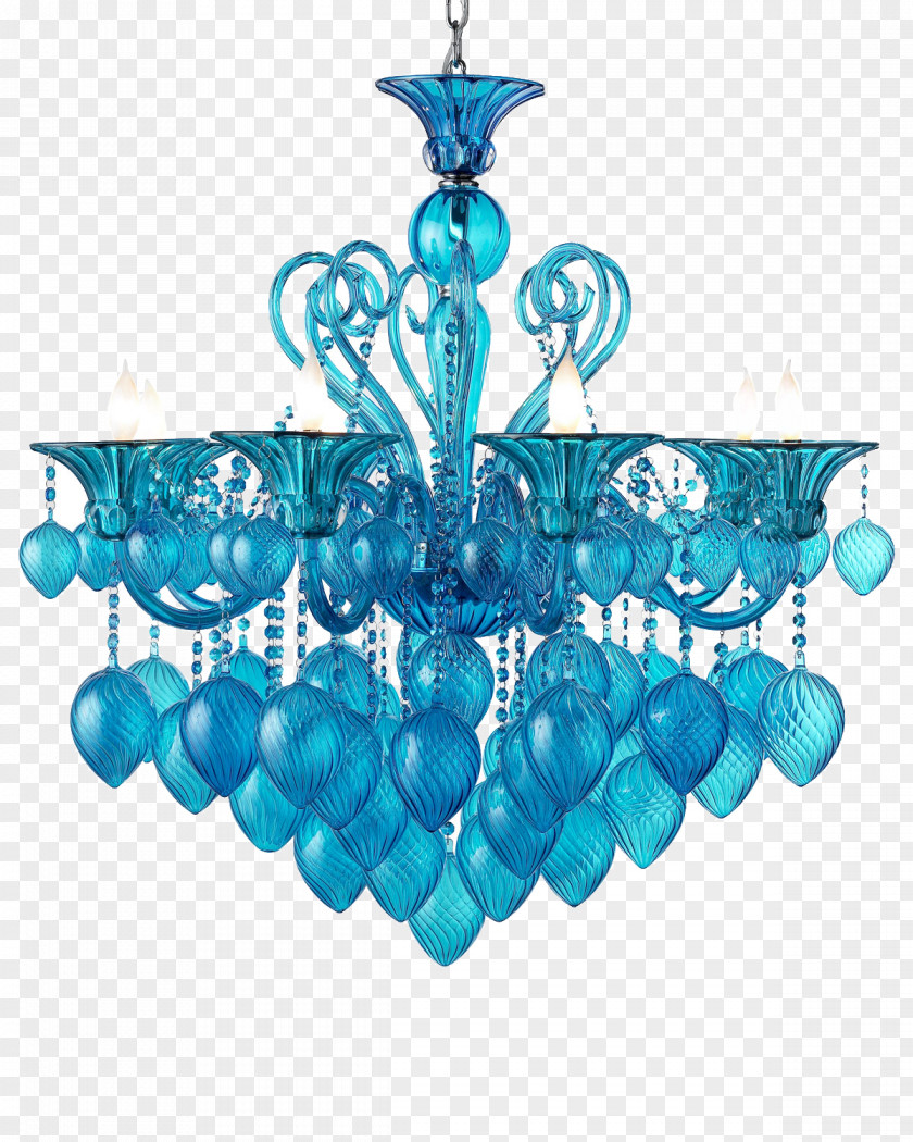 Furniture Chandelier Creative,European Blue Cartoon Crystal Lamp Light Aqua Glass PNG