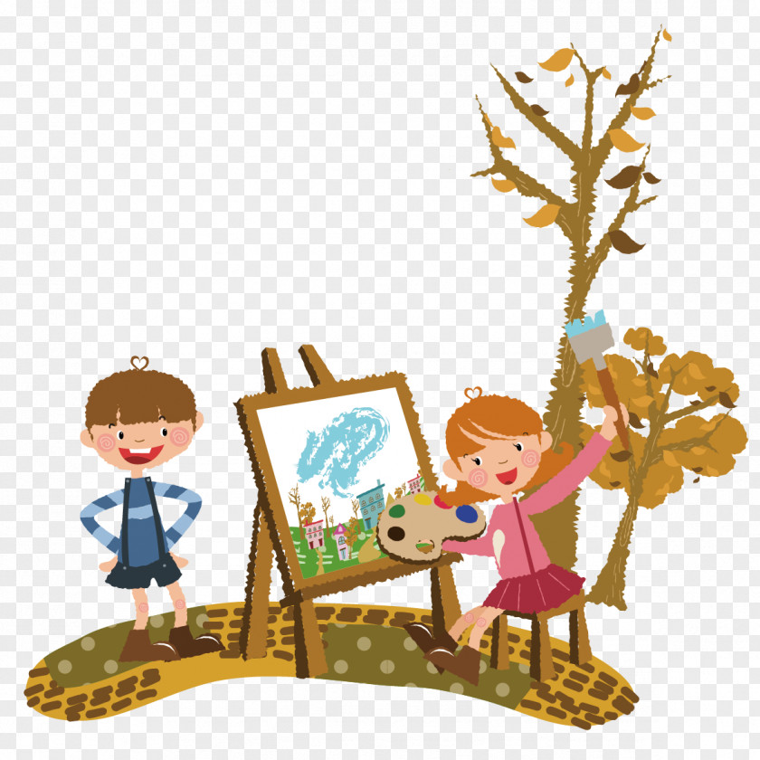 Painting Child Autumn Adobe Illustrator Clip Art PNG