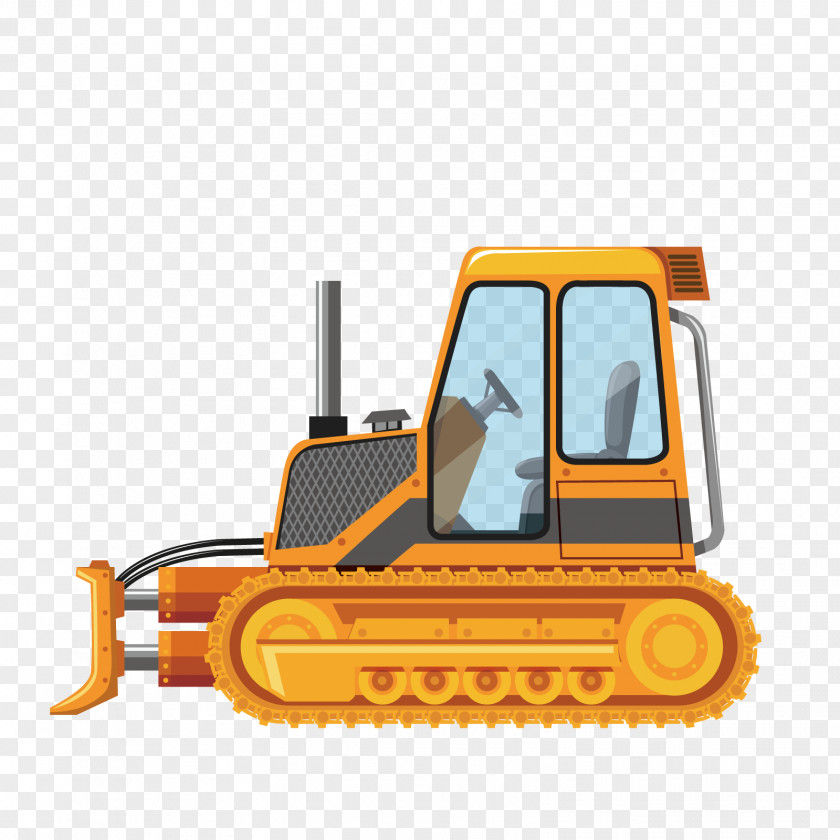 Vector Bulldozer Excavator Heavy Equipment Architectural Engineering PNG