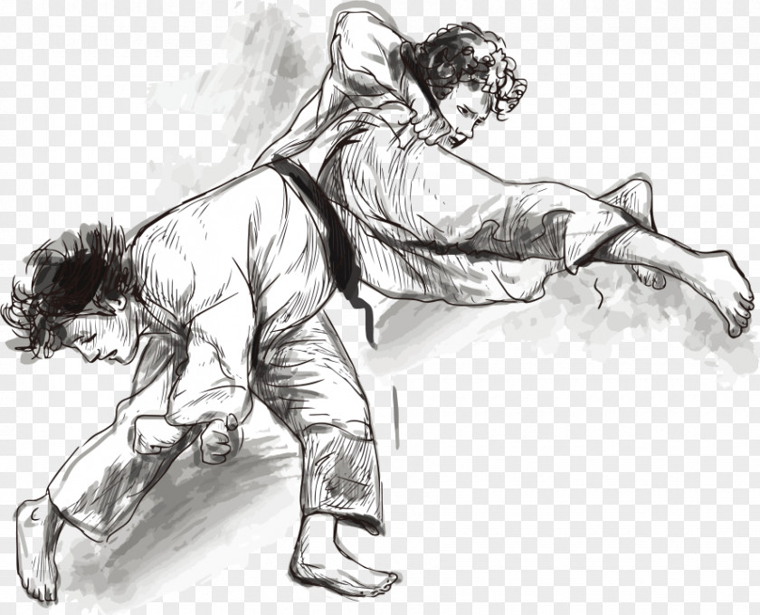 Vector Judo Wrestling Martial Arts Drawing Illustration PNG