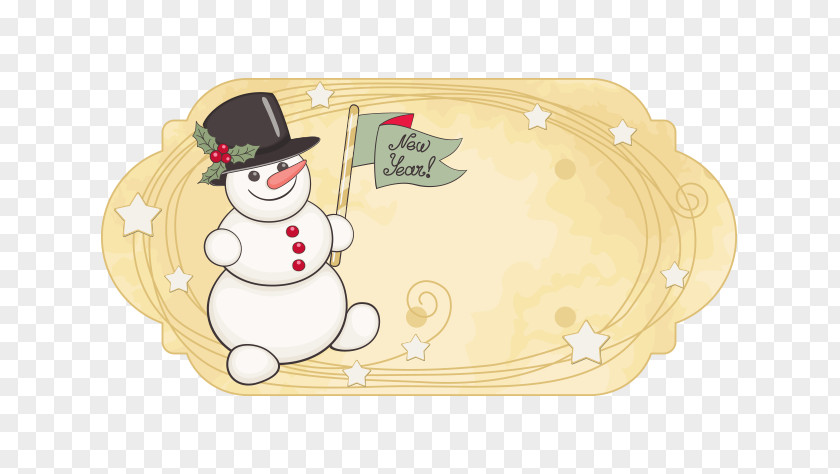 Vector Snowman Card Kraft Paper Ded Moroz Santa Claus New Year Gift Christmas PNG