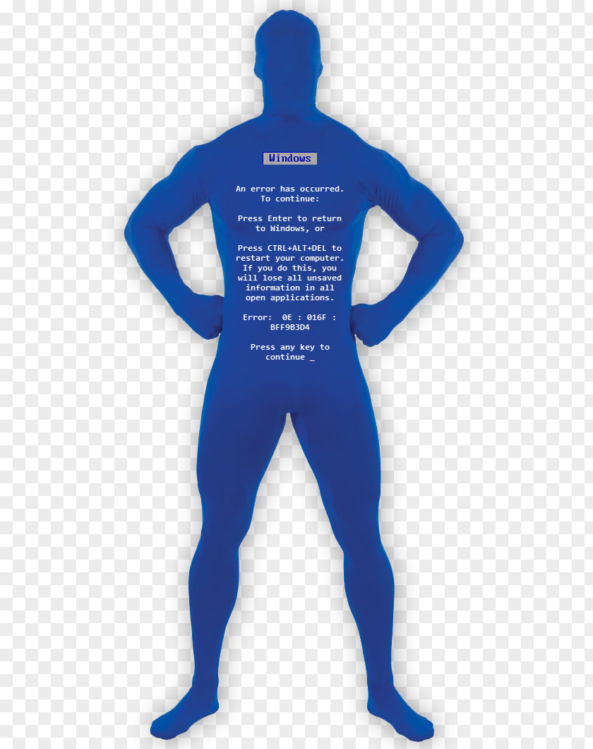 Suit Blue Screen Of Death Costume Zentai PNG