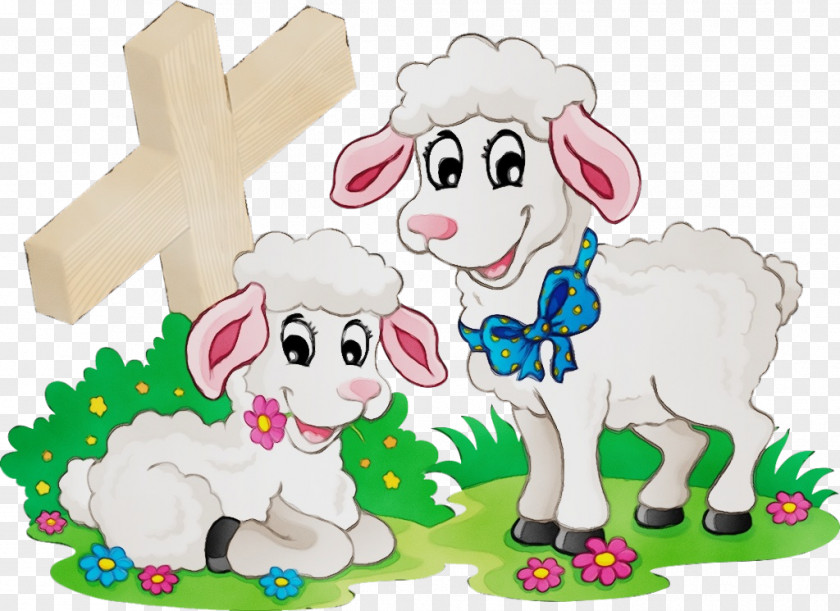 Cartoon Animal Figure Sheep Cow-goat Family PNG