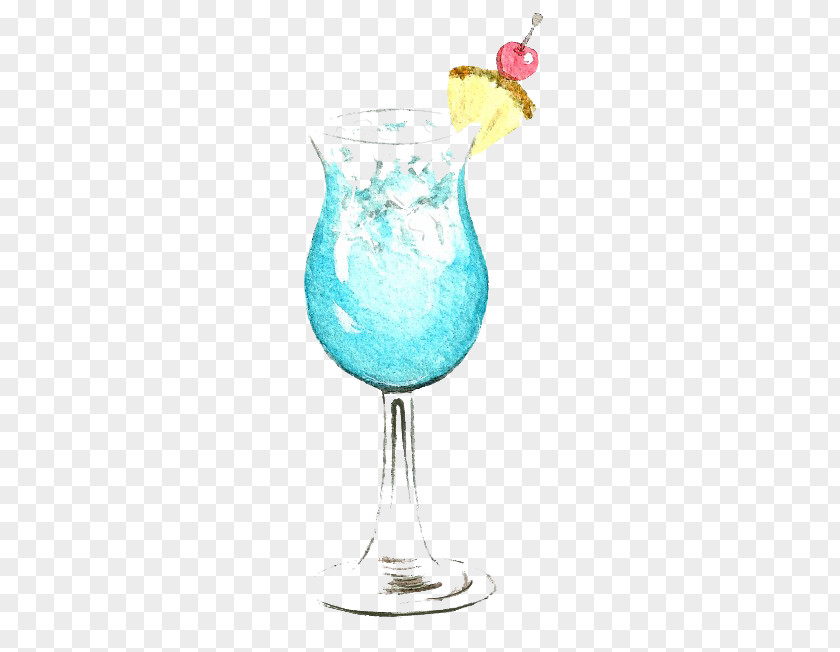 Juice Blue Hawaii Cocktail Watercolor Painting Lagoon PNG