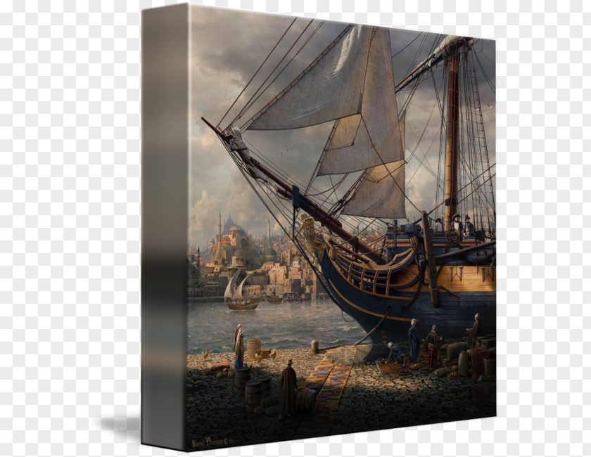 Painting Brigantine Matte Art Canvas PNG