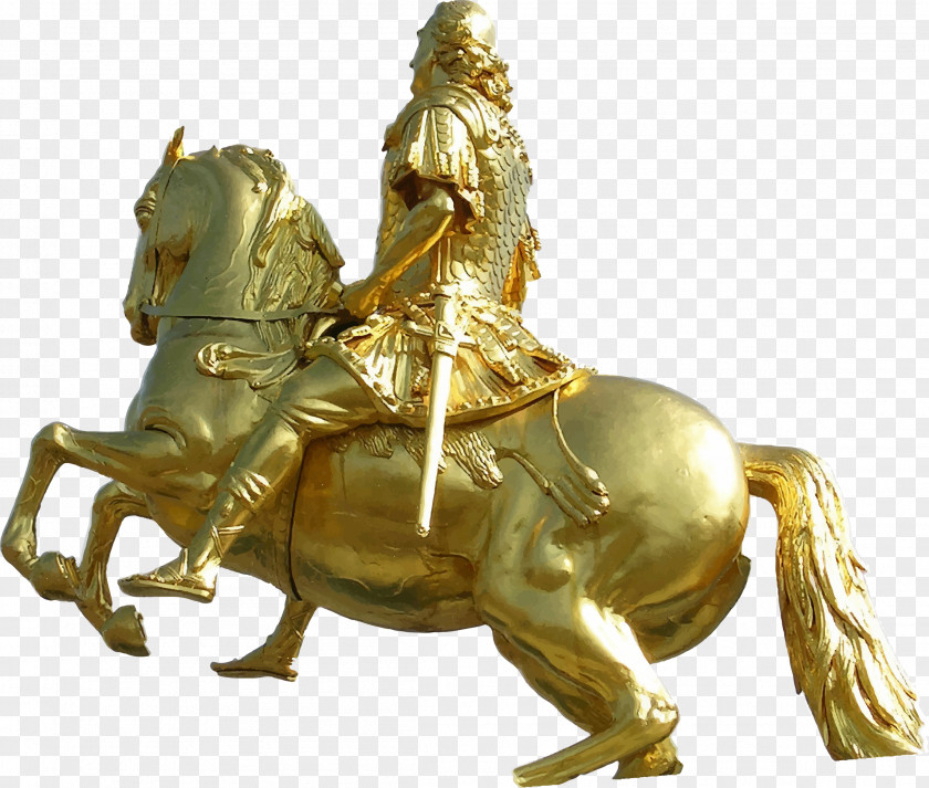 Rider Horse Golden Statue Sculpture Bronze PNG