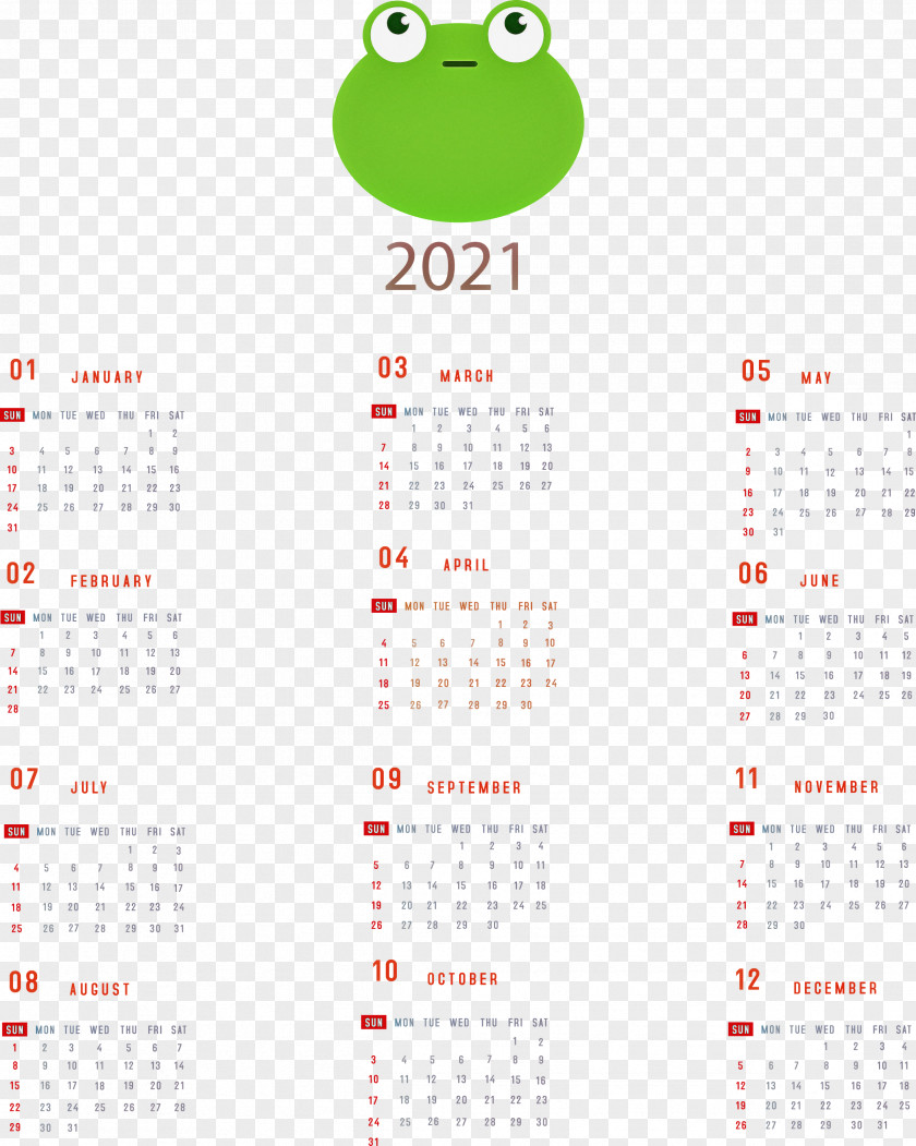 Printable 2021 Yearly Calendar PNG