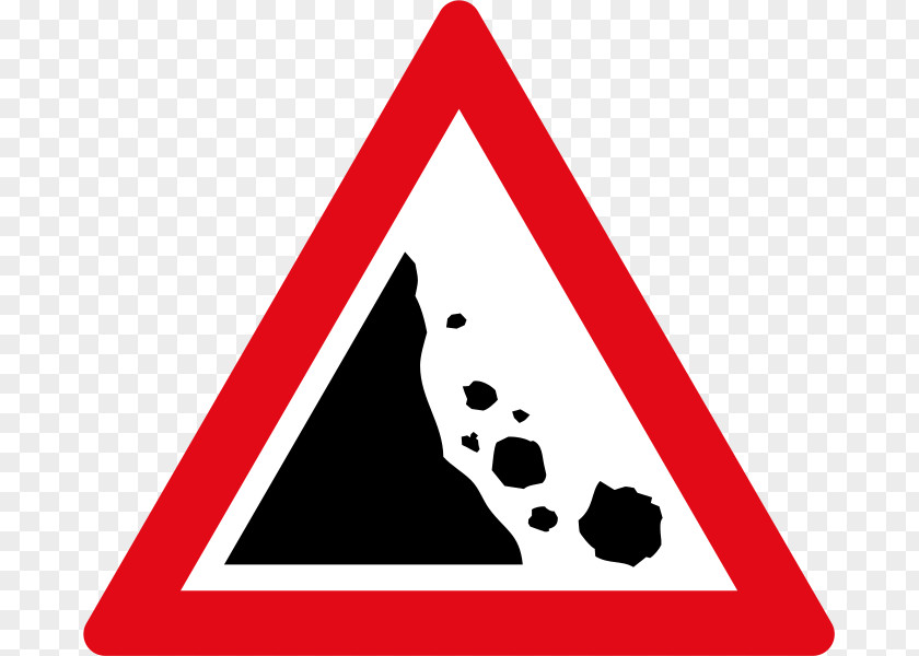 Rock Traffic Sign Landslide Warning PNG