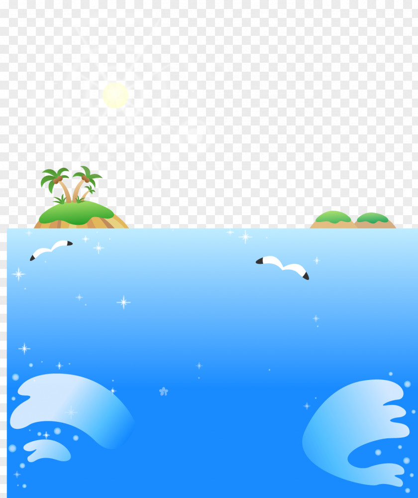 Vector Sea Island Scenery Cartoon Download Wallpaper PNG