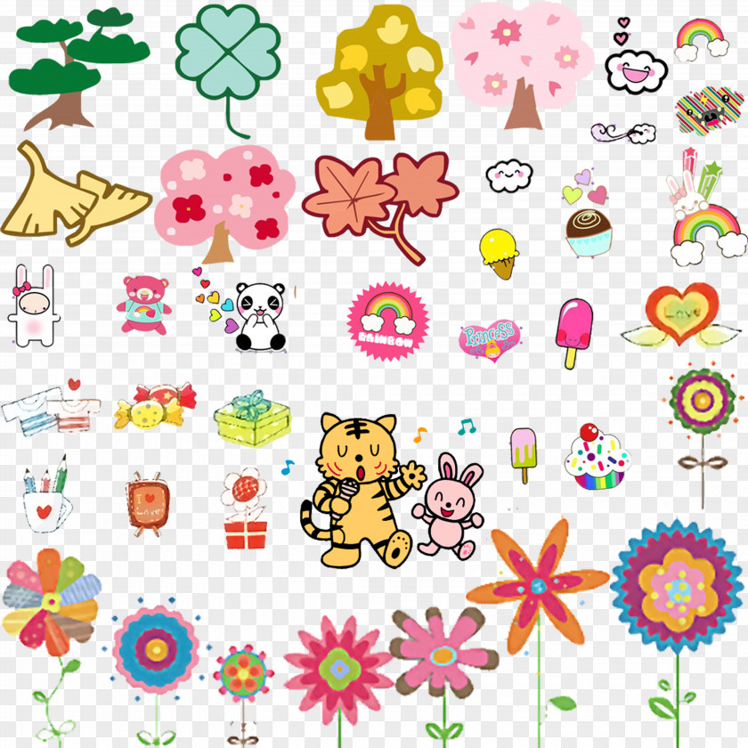 Cute Cartoon Decoration Flower Clip Art PNG