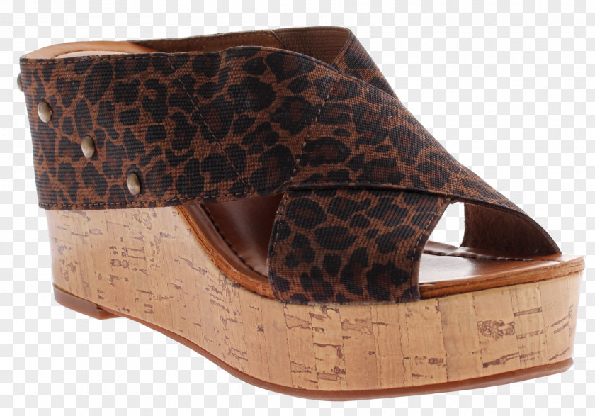 Sandal Leopard Shoe Wedge Animal Print PNG