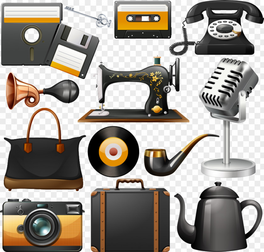 Vector Vintage Sewing Machines And Telephones Royalty-free Stock Photography Illustration PNG