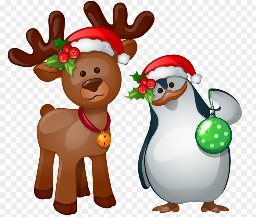 Deer And Penguins Rudolph Santa Claus Reindeer Clip Art PNG