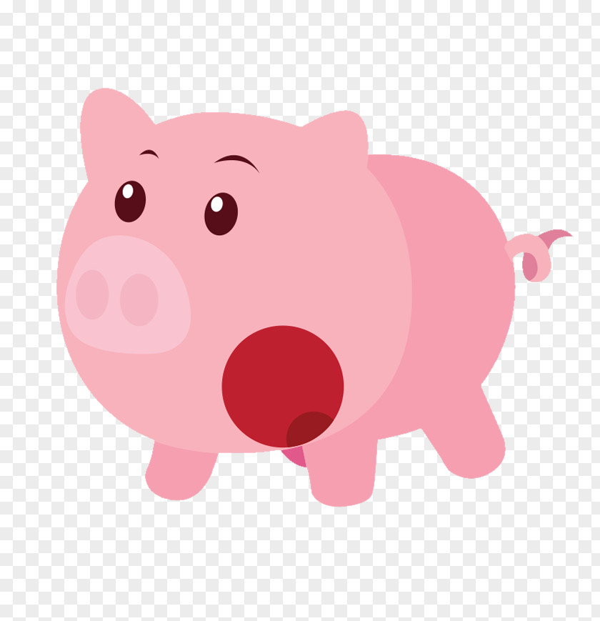 Pink Pig Picture Material Domestic Cartoon Illustration PNG