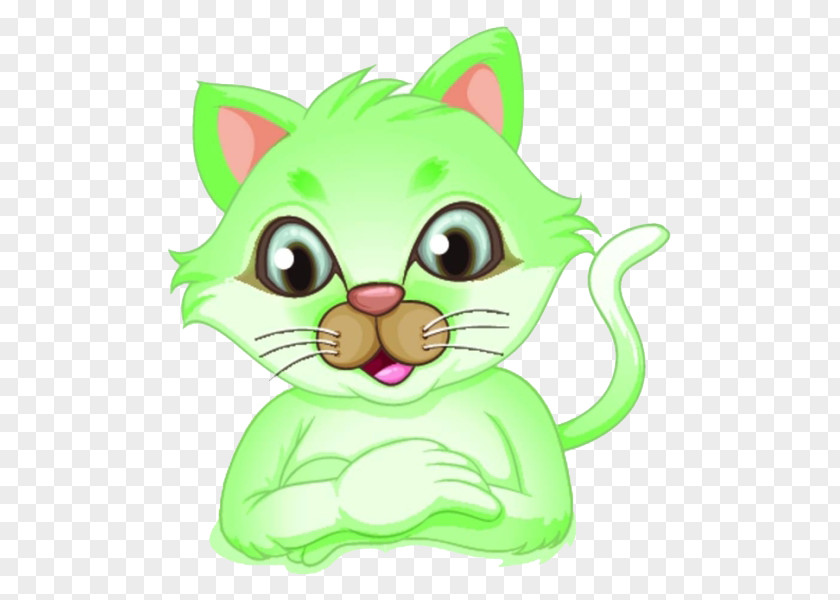 Green Cat Nose Kitten Illustration PNG