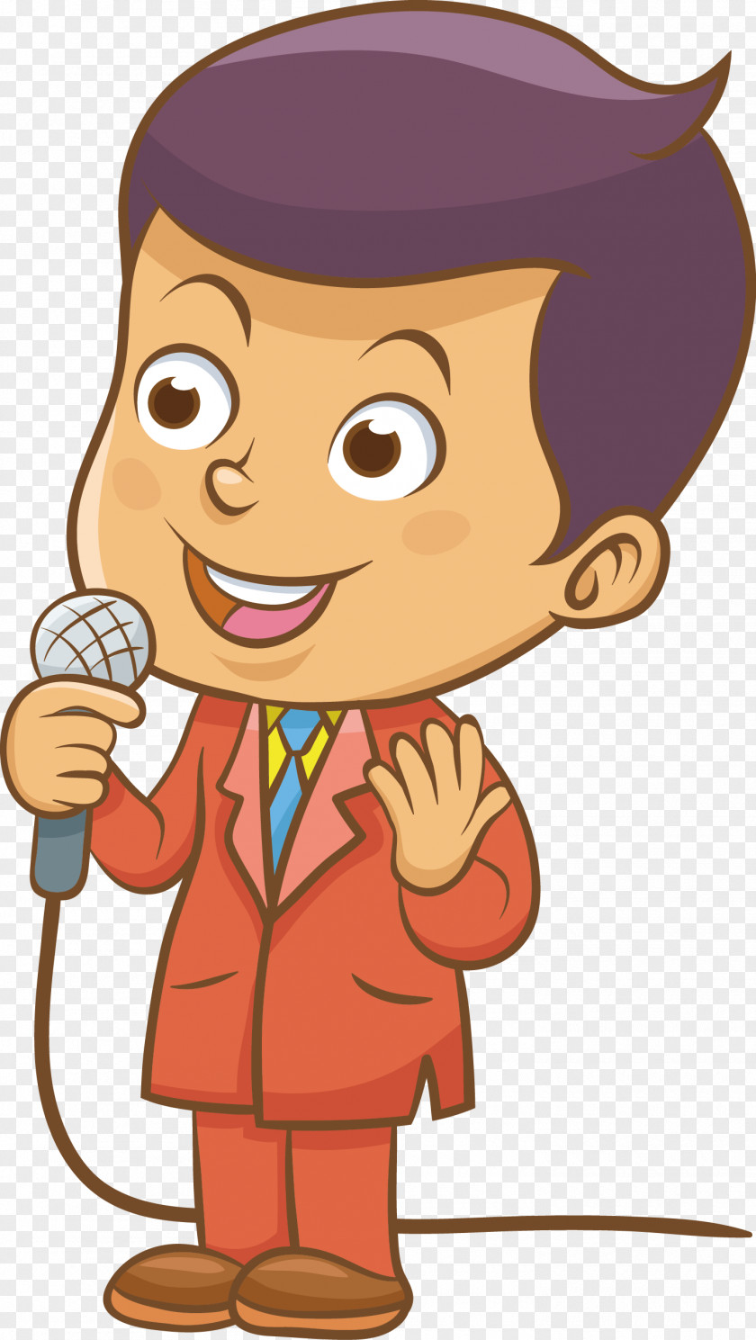 Vector Singing Boy Cartoon Clip Art PNG