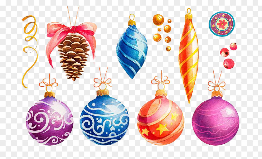Creative Christmas Bells Ornament Watercolor Painting Illustration PNG