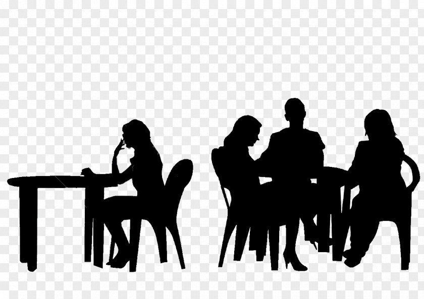 People Sitting At A Table Silhouette Vector Graphics Illustration Clip Art PNG