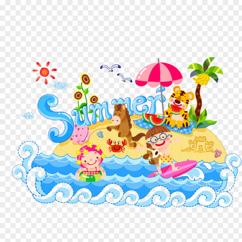 Cartoon Island Summer Illustration PNG