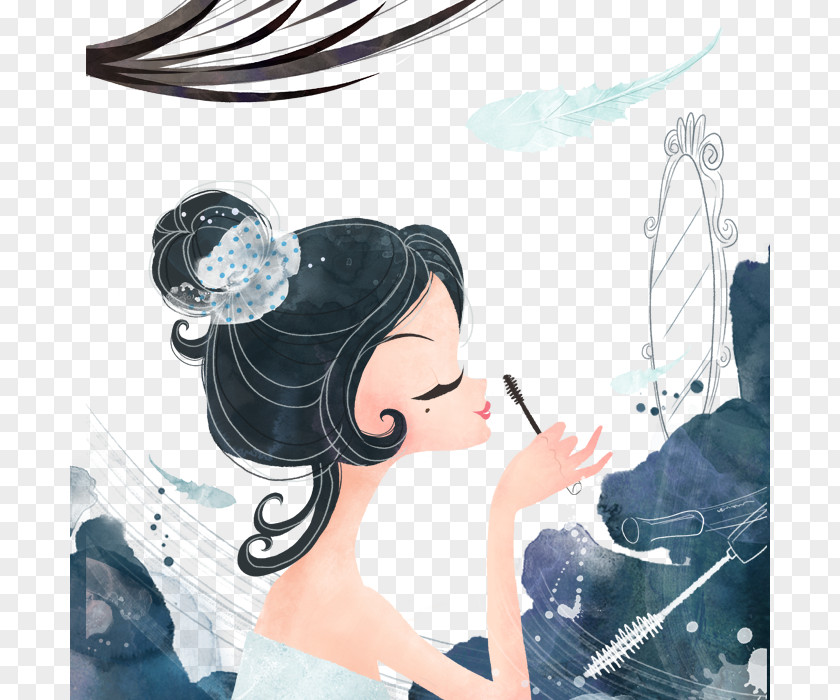 Makeup Beauty Eyelash Cartoon Mascara Cosmetics Illustration PNG