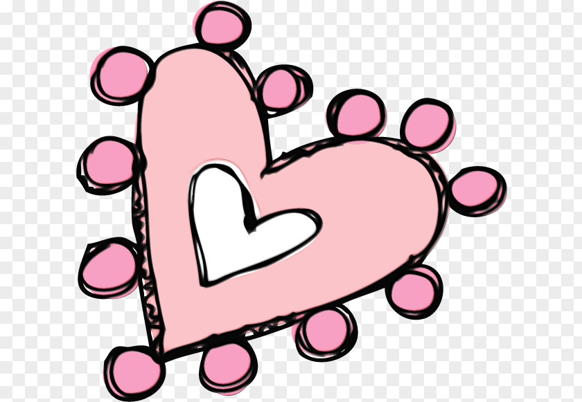 Paw Love Pink Heart Cartoon Line PNG