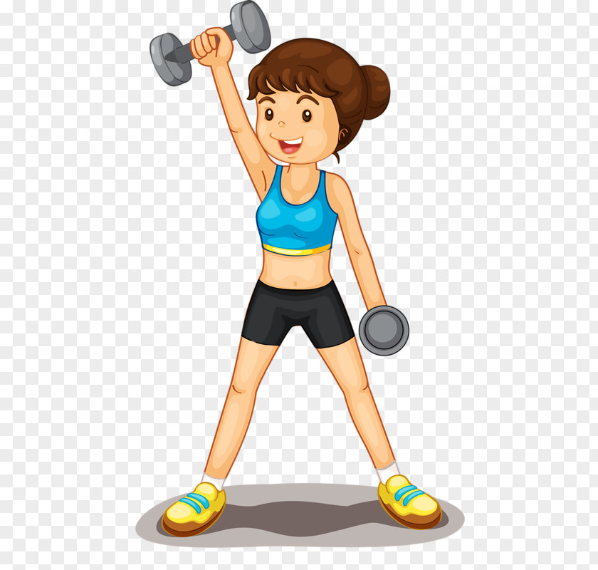 Playing Sports Barbell Woman Cartoon PNG