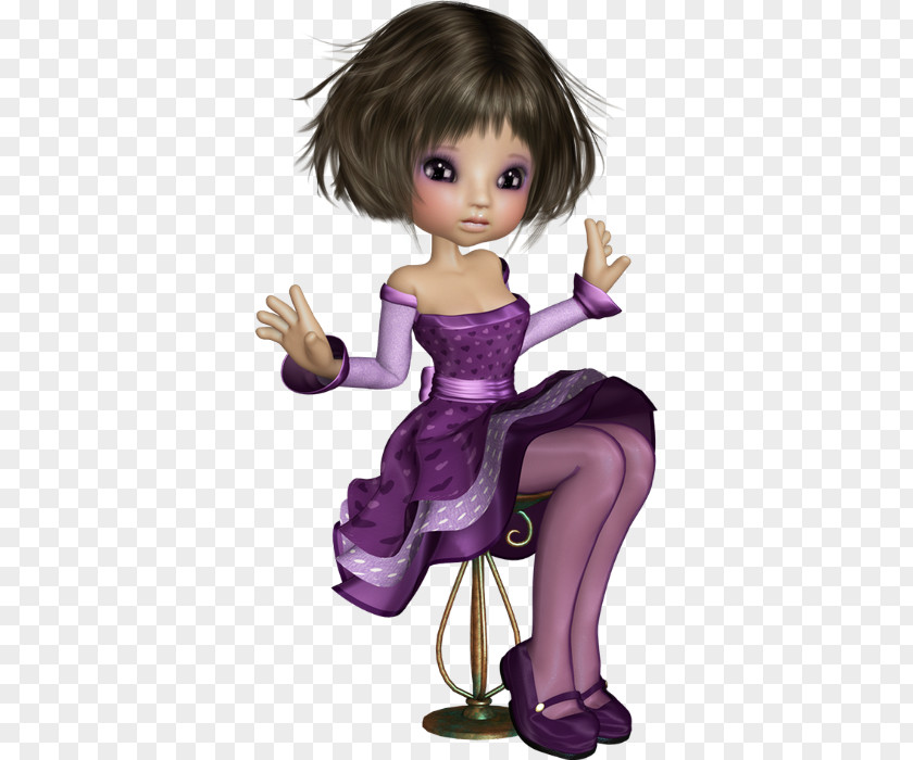 Doll Brown Hair Cartoon Character PNG