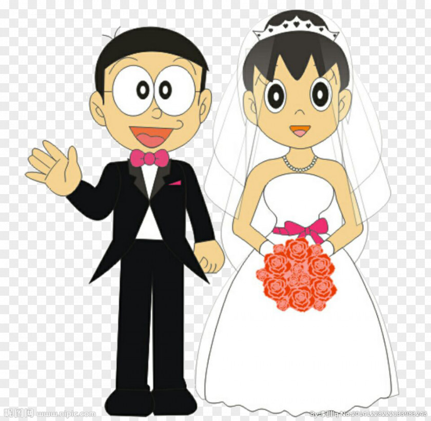 Happy Couple Nobita Nobi Shizuka Minamoto Animation Doraemon Wedding PNG