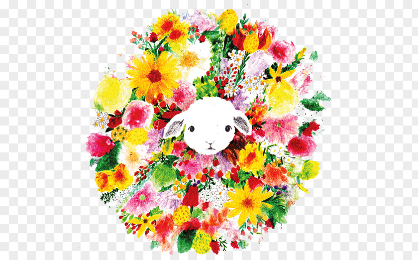 Bouquet Of White Dog Floral Design Oil Pastel Illustrator Flower Illustration PNG