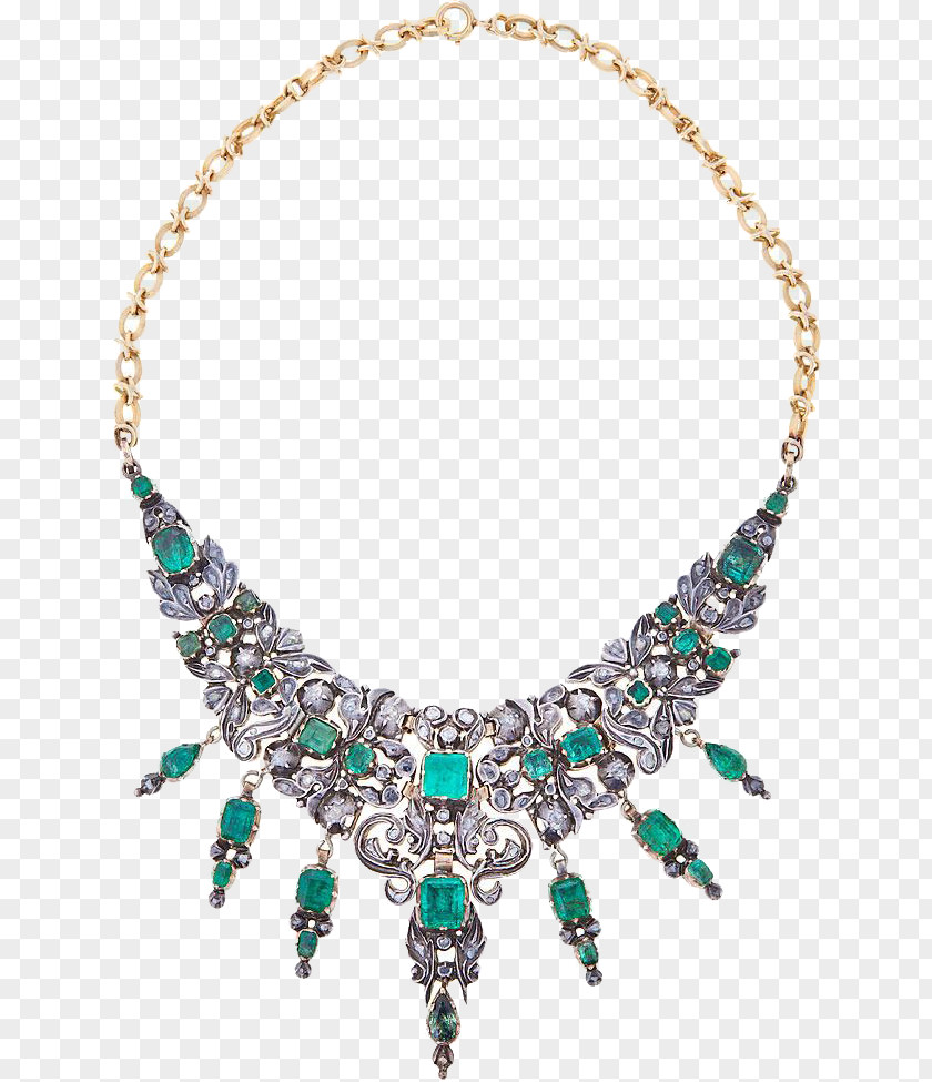 Emerald Necklace Earring Jewellery Gold PNG