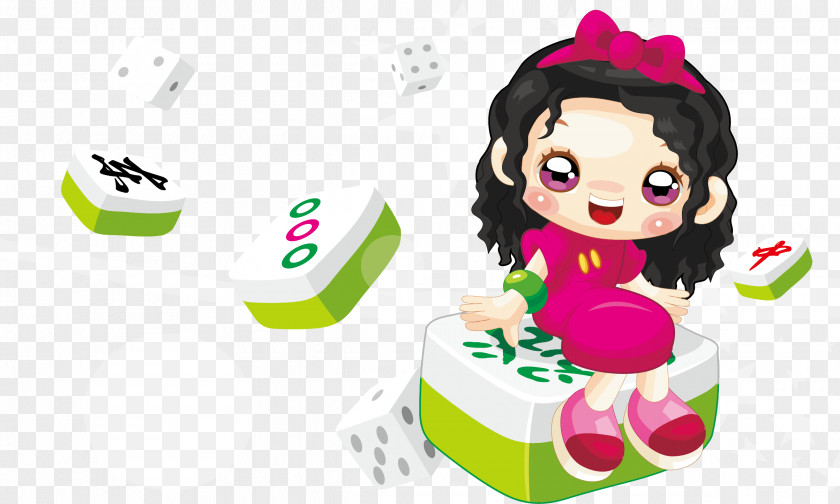 Mahjong Children Cartoon Illustration PNG