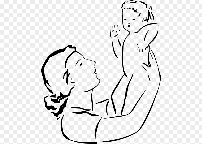 Mom And Baby Cartoon Mother Child Line Art Clip PNG